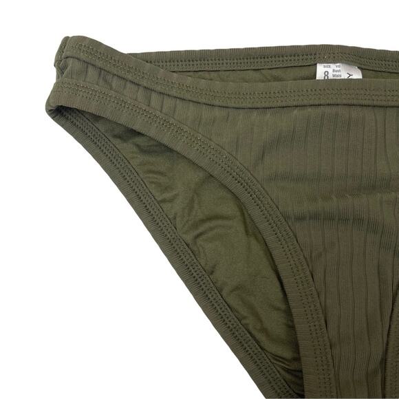 Seafolly Inka Rib Hipster Bikini Bottom Dark Olive Size 4 - Picture 4 of 10